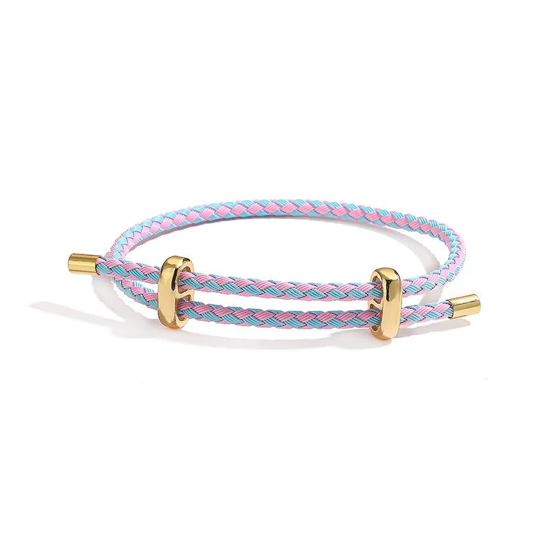 HECHENG,Colourful Steel Wire Adjustable Retractable Bracelet Handmade Braided Rope Couple Bracelet Men Women Jewellery String