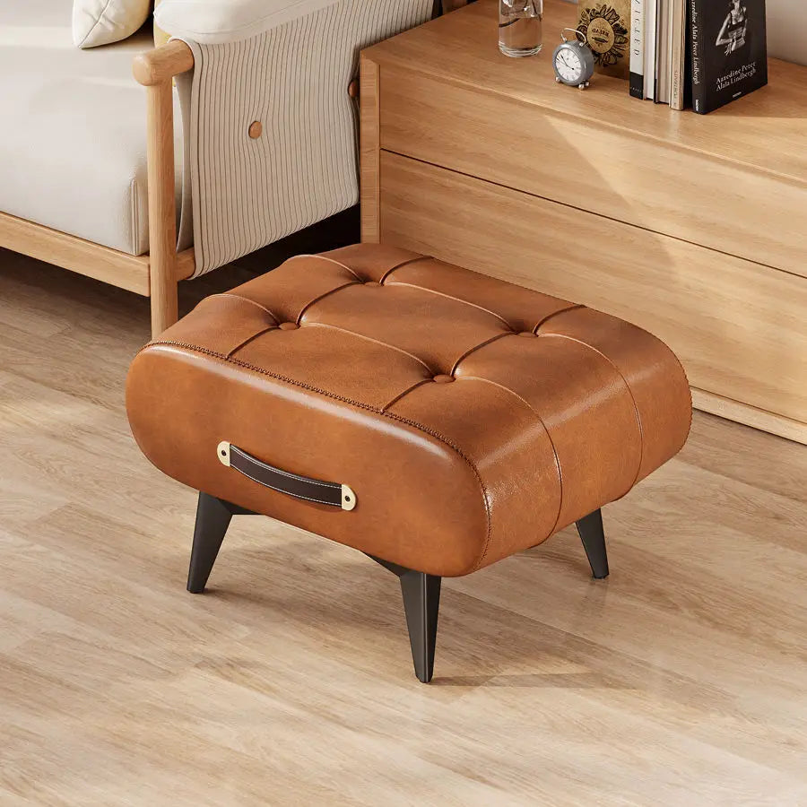 Footrest Shoe Changing Stool Doorstep Living Room Soft Bag Minimalist Sofa Footstool Light Luxury Leather Art Stool Furniture