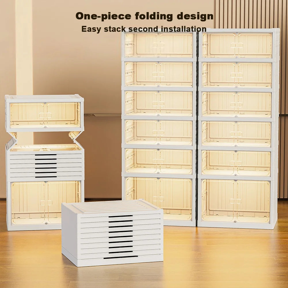 Foldable Shoe Rack 6/9 Tier Stackable Shoe Storage Cabinet for Narrow Storage Space Organizer Boxes for Hallway Living Room