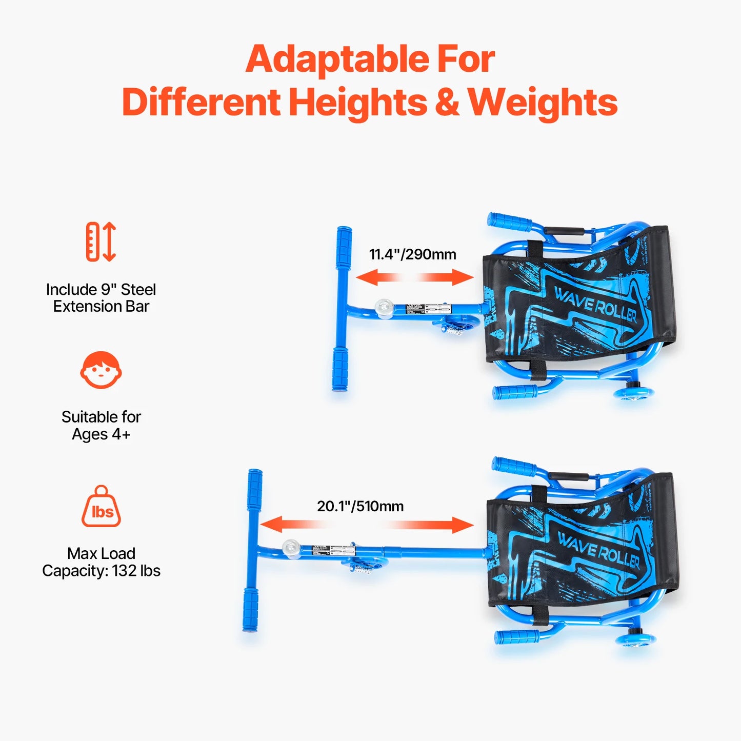 SucceBuy 132/198lbs Ride on Scooter Swing Side-to-Side Powered by Zig-Zag Motion Sports Games Drifting Toys for Children Gifts