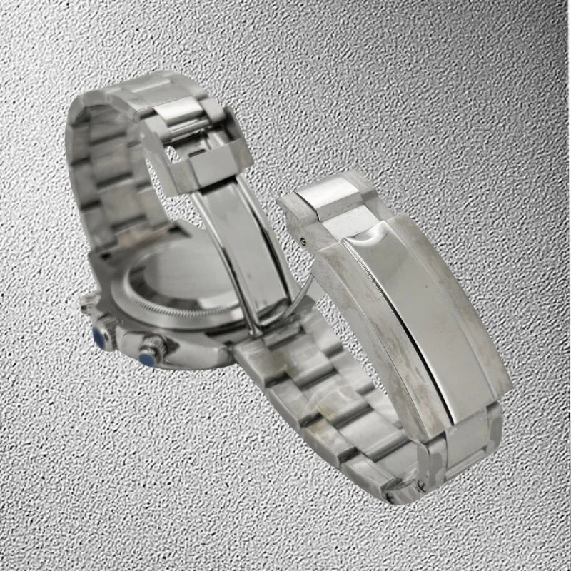Luxury Silver Men Sapphire Glass Daytona Style Chronograph Stainless Steel Watch Japan VK63 Quartz Watch Movement Luminous Dial