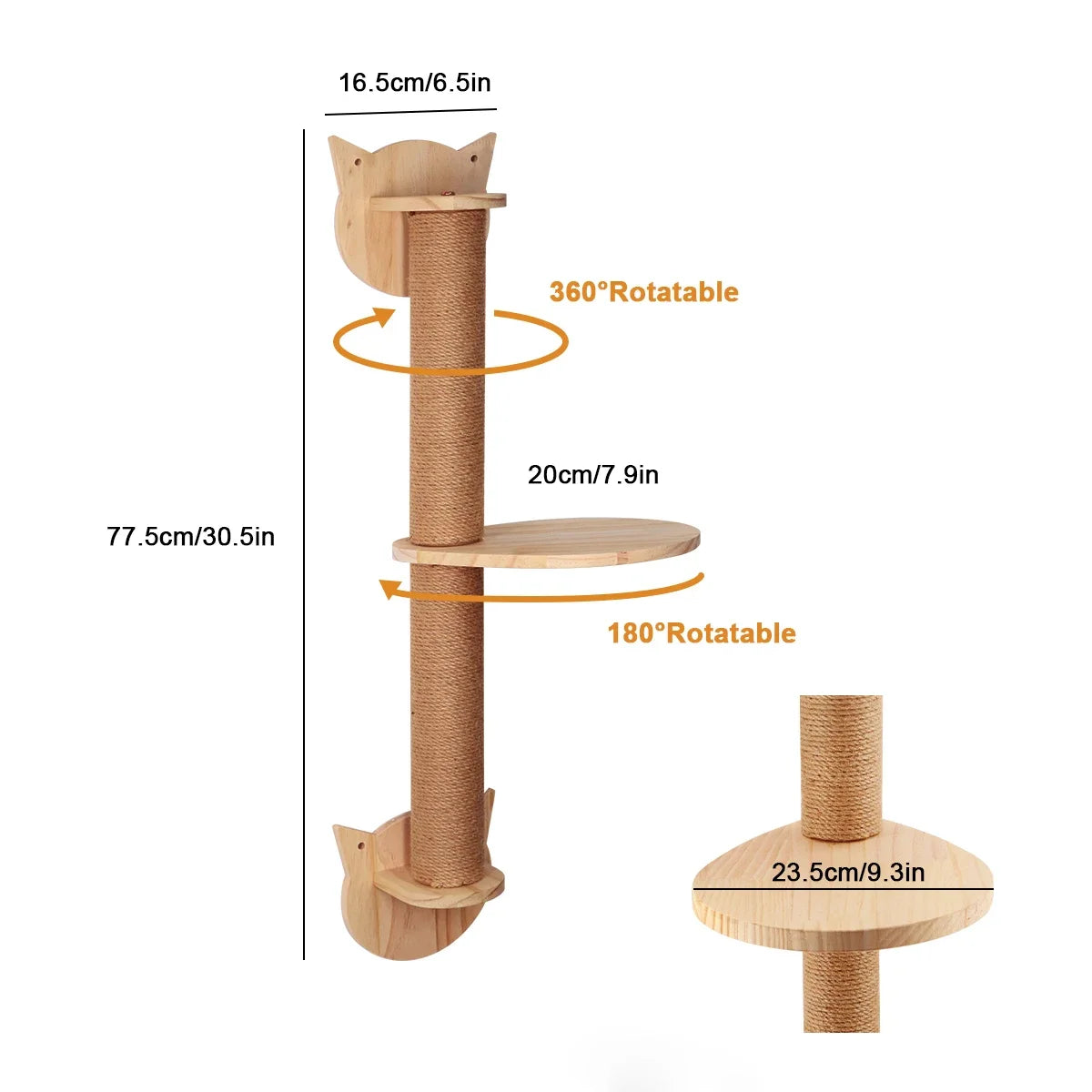 Wooden Cat Tree Tower Wall Mounted Cat Climbing Shelves Hammock Stairs House Cats Walk Playground Pet Furniture Accessories