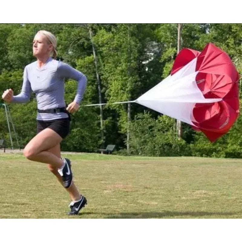 56inch Running Drag Parachute for Soccer/Track Training - Adjustable Belt 10-30 lbs Resistance Chute with Portable Bag