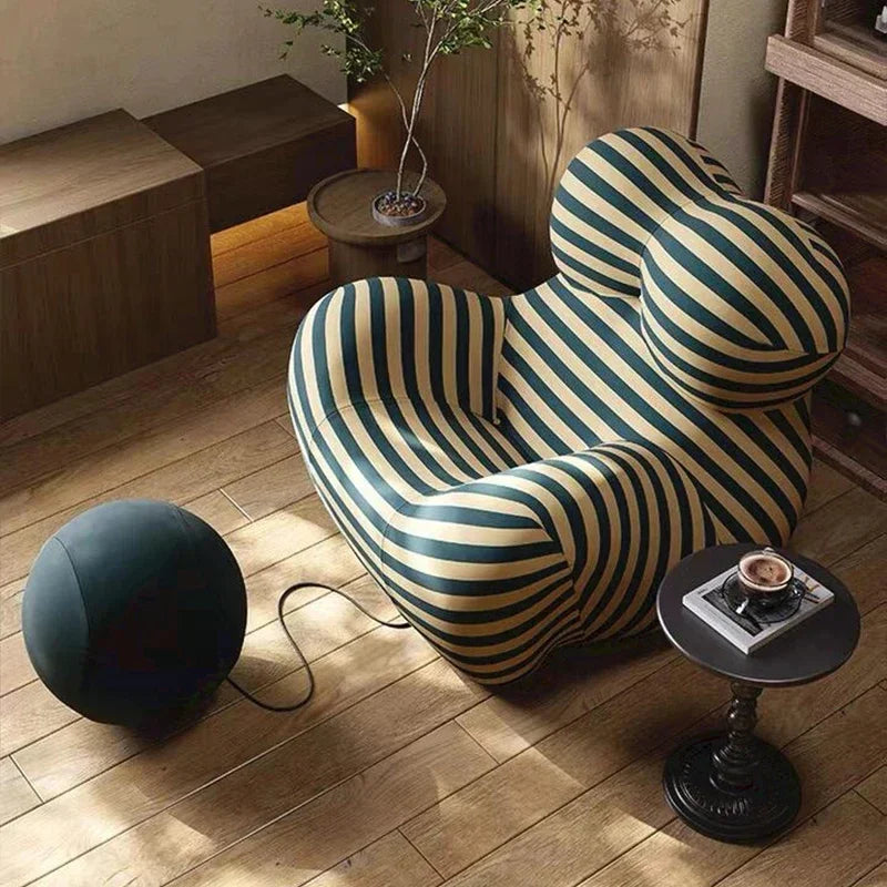 Modern Striped Bean - Bag Sofa with Ottoman, Cozy & Stylish Living Room Furniture,Designer Styles,Mom's Embrace Sofa