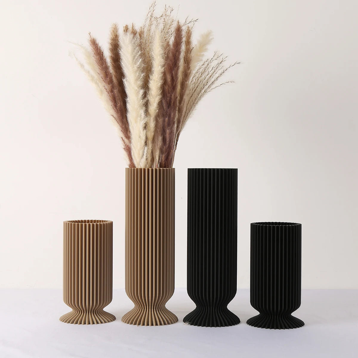 Elegant Black Plastic Vase - Boho Chic Decorative Centerpiece for Home, Office, and Living Room
