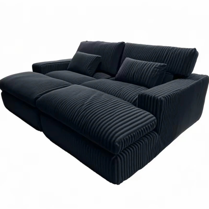 Italian Style Retro Luxury Corduroy Double Sofa Bed for Living Room Vacuum Compression Washable Customizable