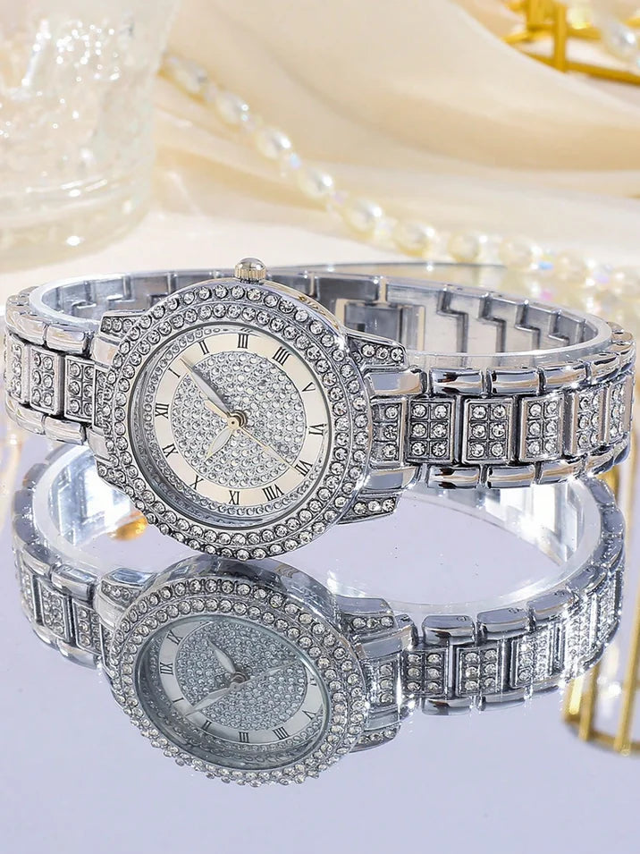 Women's Watches Fashion Original Quartz Wrist Watch for Ladies Roman Dial Dazzling Diamond Waterproof Luminous Luxury New