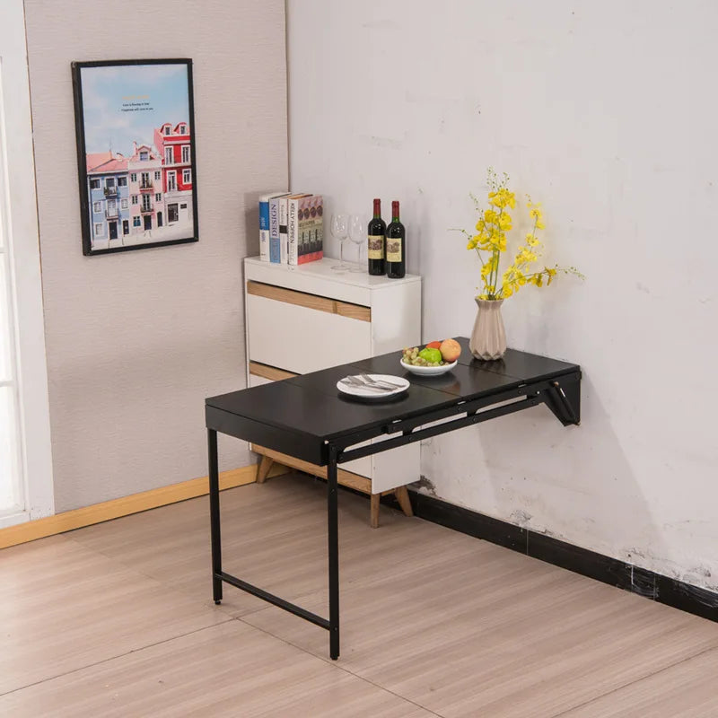Small apartment wall-mounted shelf household telescopic folding dining table balcony table hanging flower stand folding table