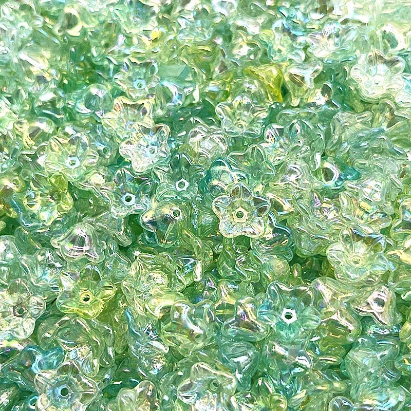 NEW 50pcs 7x13mm Gradual Change Acrylic Bellflower Beads Caps Jewelry Findings Charms Bracelets Spacer Beads for Jewelry Making
