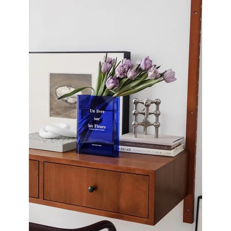 Clear Book Flower Vase Creative Acrylic Transparent Vase The Mystery Of Growth Book Vases Modern Decorative Vases Room Decor