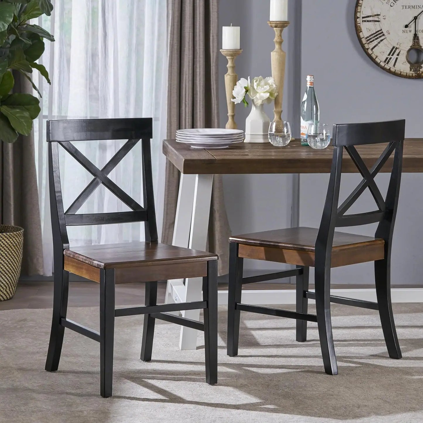 Wood Dining Chairs, Farmhouse Country Side Chairs,Wooden Armless Chairs Kitchen Dining Room Home Living Room Heavy Duty Acacia