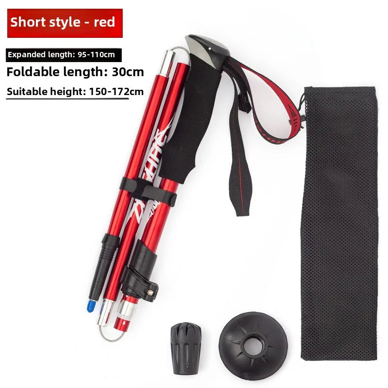 Lightweight Collapsible Trekking Pole Five-fold Walking Stick for Hiking Camping Backpacking Aluminum Alloy Trekking Pole