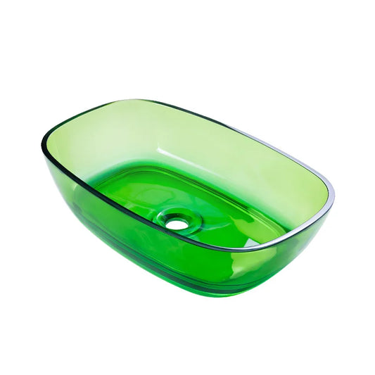Bathroom Rectangular Above Counter Top Resin Basin Colourful Vessel Sink  9077