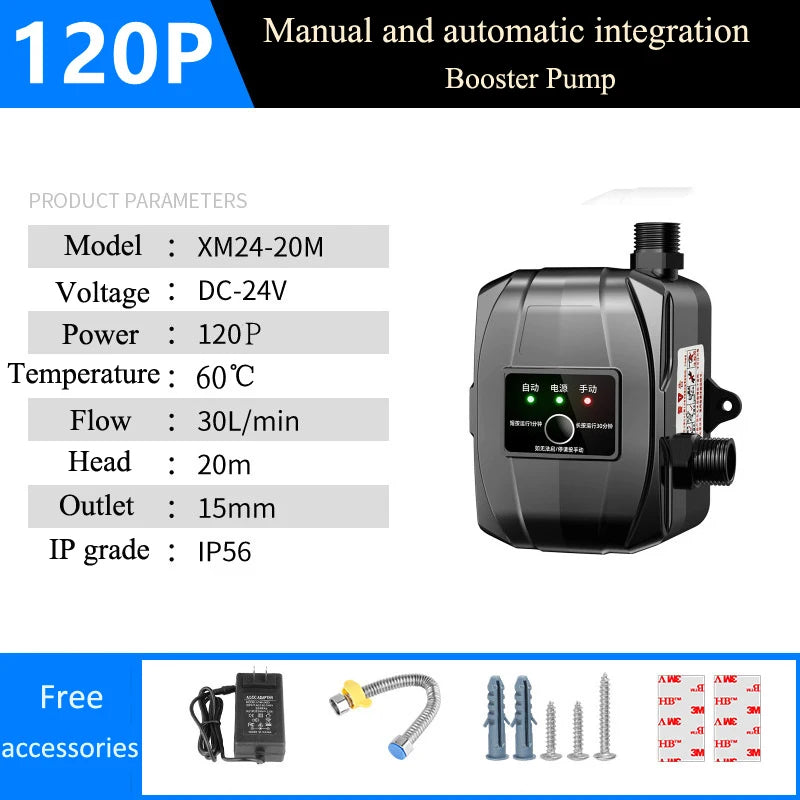 2025 New Upgraded Automatic Booster Pump 150W 24V Brushless Water Pump Home Shower Water Heater Added Water Pressure Silent Pump