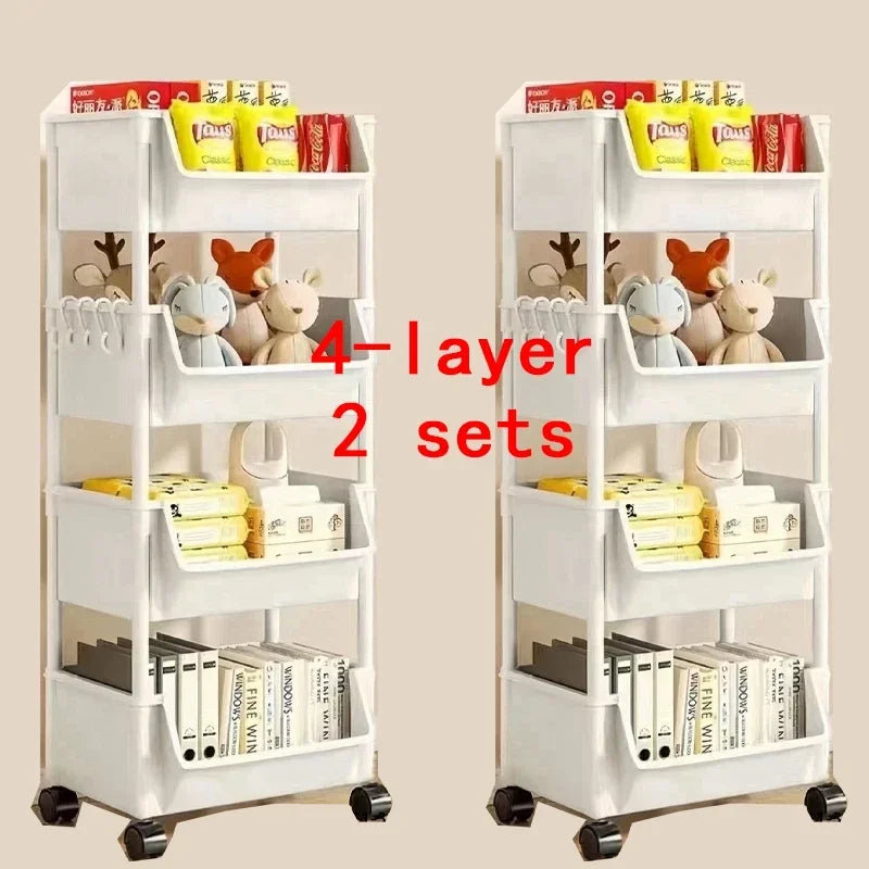 1/2 Set Trolley Bookshelf Kitchen Storage Rack Kitchen Corner Narrow Slit Storage Cabinet Bathroom Living Room Home Organizer
