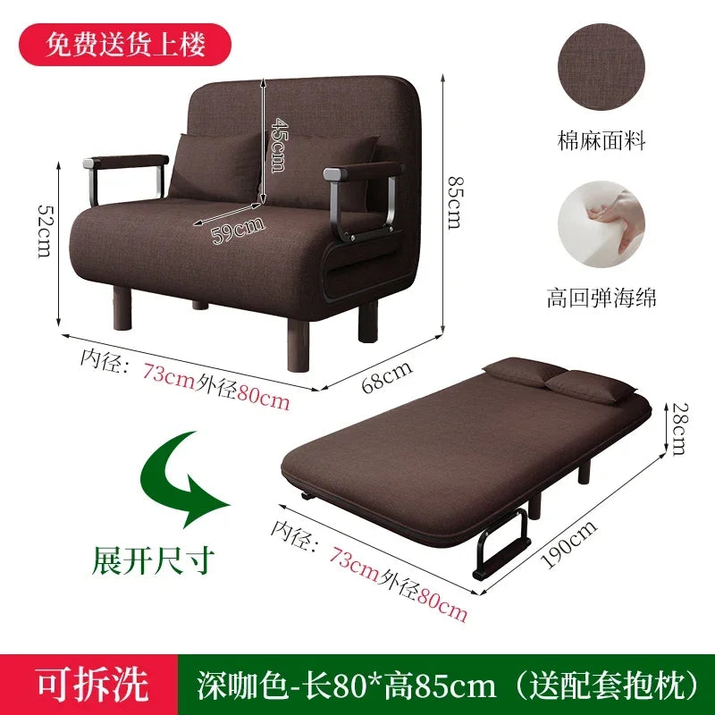Home Furniture Modern Simple Foldable Sofa Bed New Multi-functional Internet Celebrity Living Room Double Push Retractable Sofa