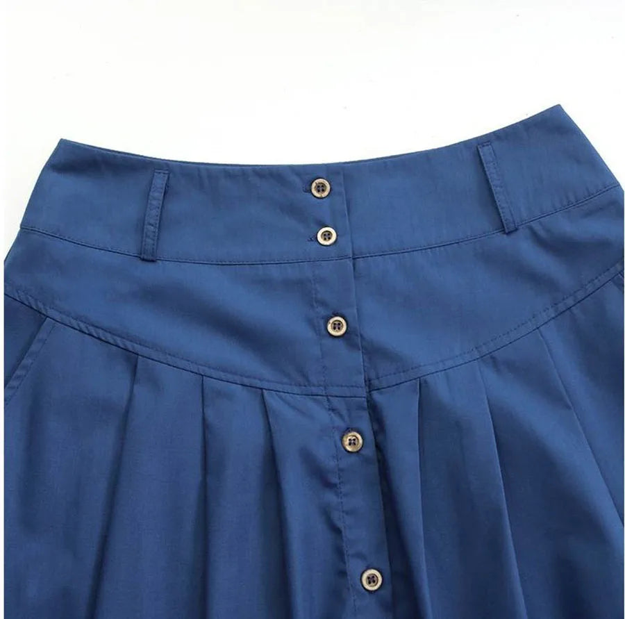 Women's Clothing 2025 woman Skirts Summer New Style Leisure A-line Cotton Hemp Medium length Elastic Waist Swing Half body Skirt