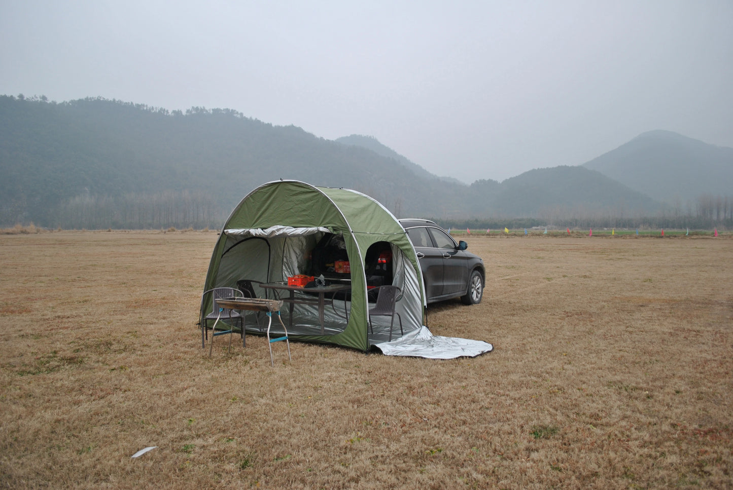 Rear Car Tents with Rainfly, Sun Shade, Tarp Included, SUV Camping Tents, Tailgate Tents, Waterproof Rain Cover, Multifunction
