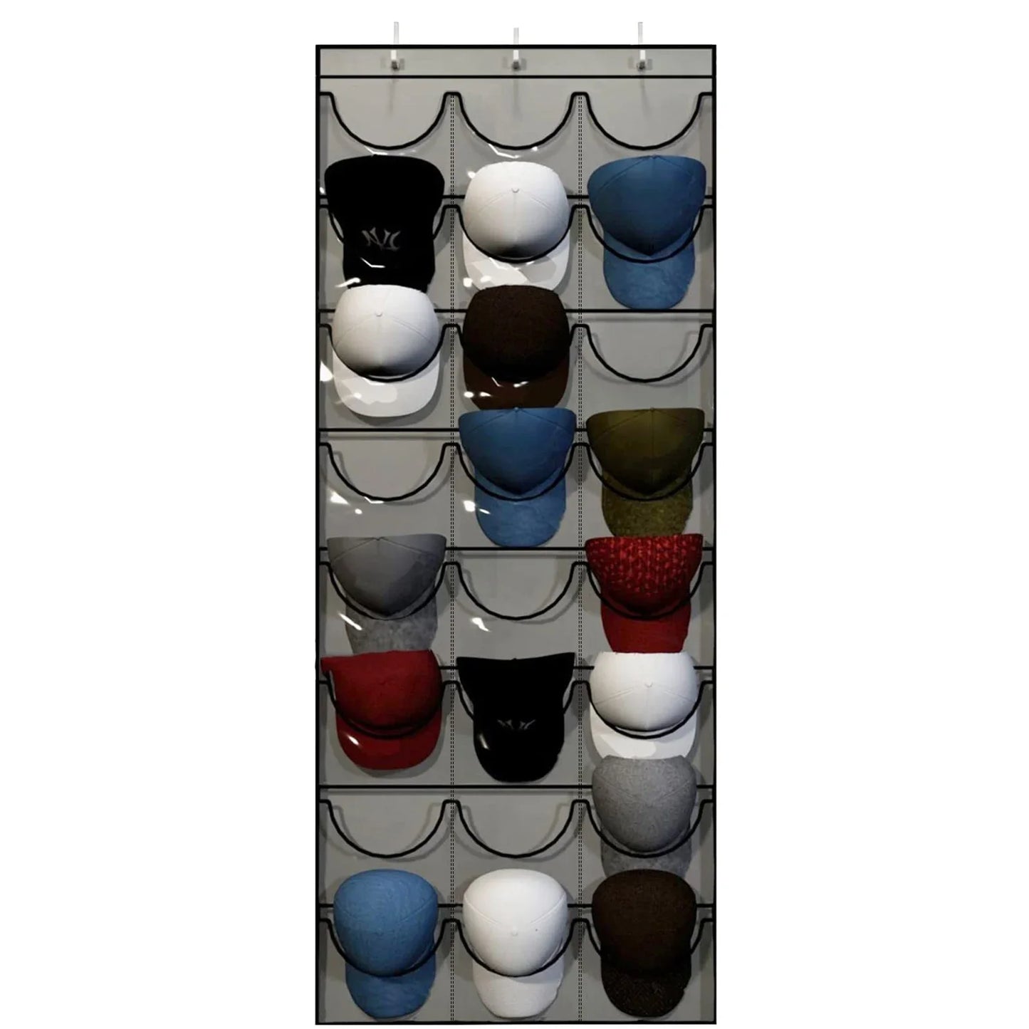 Hat Organizer Racks for Baseball Caps Door Hanging Holder Hanger Storage Rack 24 Deep Pockets Hat Storage Holder for Bedroom