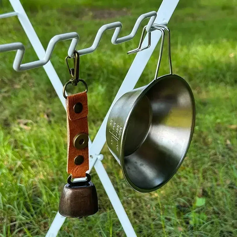 Outdoor Repellent Bear Bell Camping Retro PU Wind Chime Keychain Accessories Hiking Reminder Pet Pendant Bell for Fishing