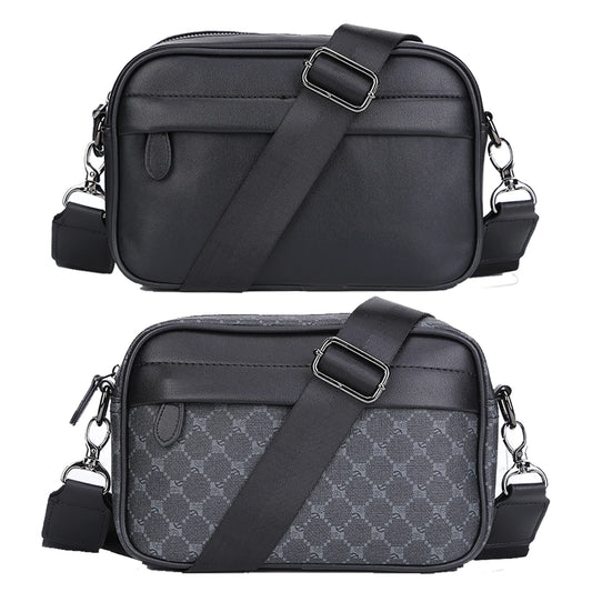 Messenger Sling Bags For Men Casual PU Small Zipper Crossbody Pouch Men Shoulder Bag Women Square Bag Trendy Diagonal Chest Bag