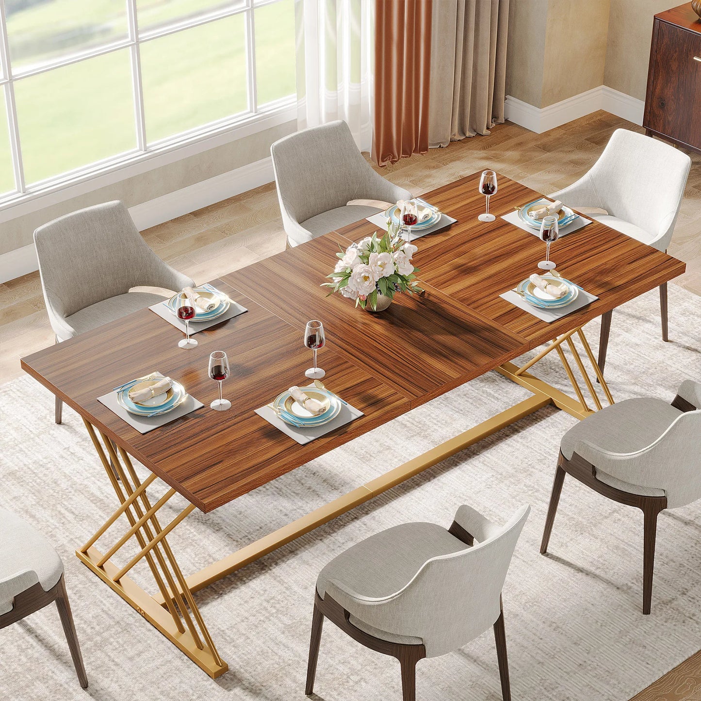 Tribesigns 63-Inch Dining Table for 4-6 People, Industrial Kitchen Table Dining Room Table for Living Room, Kitchen