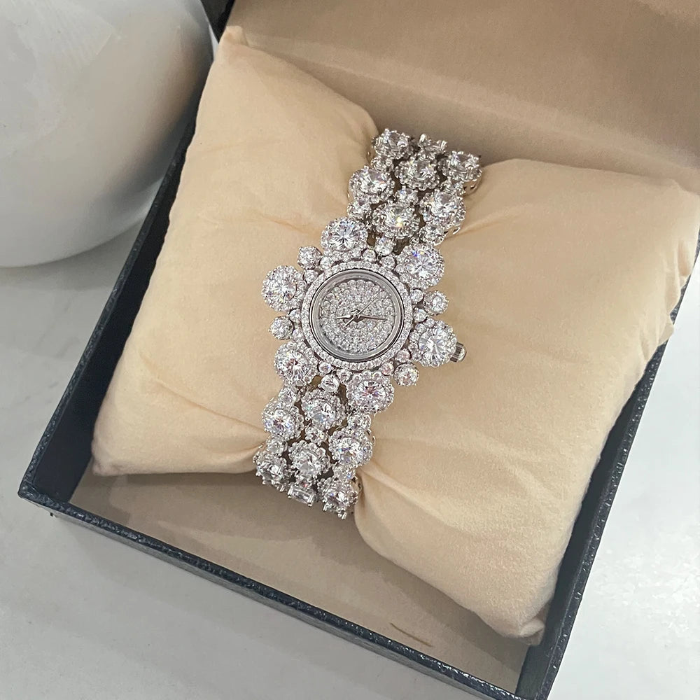 021339 Luxury Women's Watches Length 19CM Cubic Zircon Elements Crystal Bracelet Watch for Wedding Party Fashion Jewelry Watches