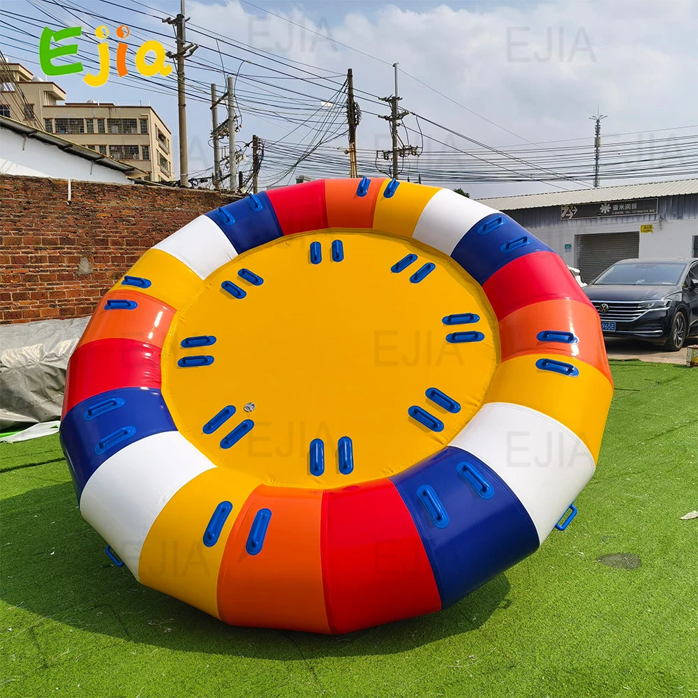 Outdoor Water Play Inflatable Disco Boat 6 Person Inflatable Water Spinning UFO Towable River Disco Boat Tube for Water Game