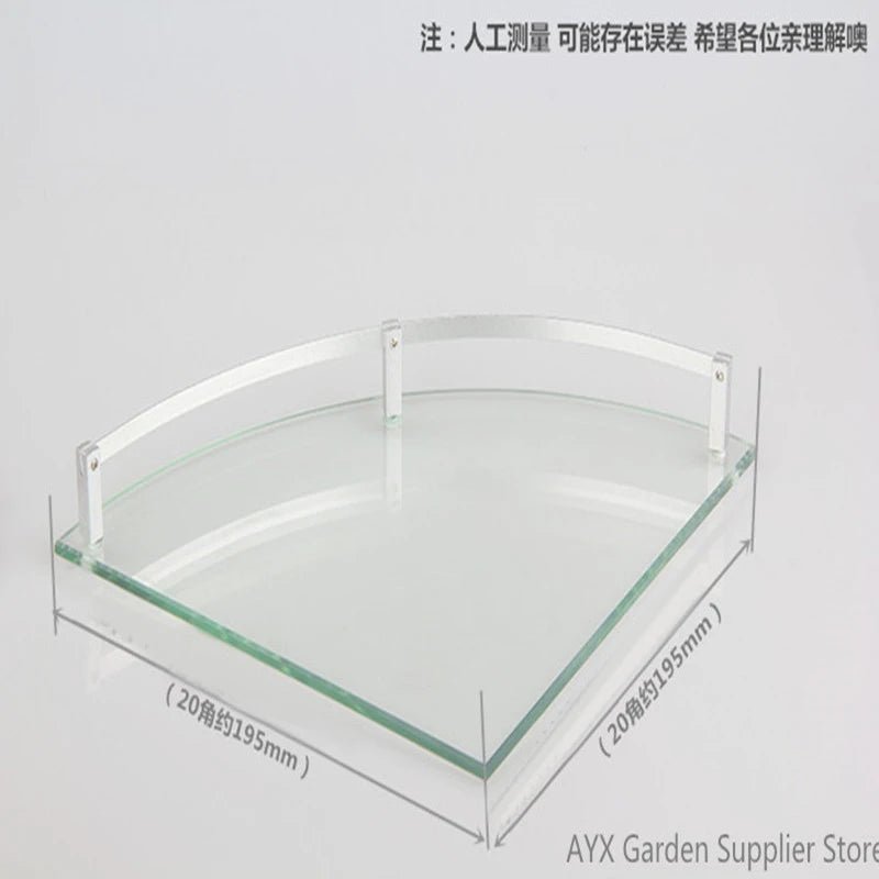 Bathroom Glass Bath Shower Triangular Shelf Holder Organizer Single Layer Modern Style Glass Bathroom Shelves