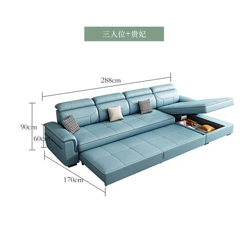 Cozy Modular Waterproof Sofas Beds Luxury Lounge Blue Nordic Modern Living Room Sofas Leather Foldable Divano Letto Furniture