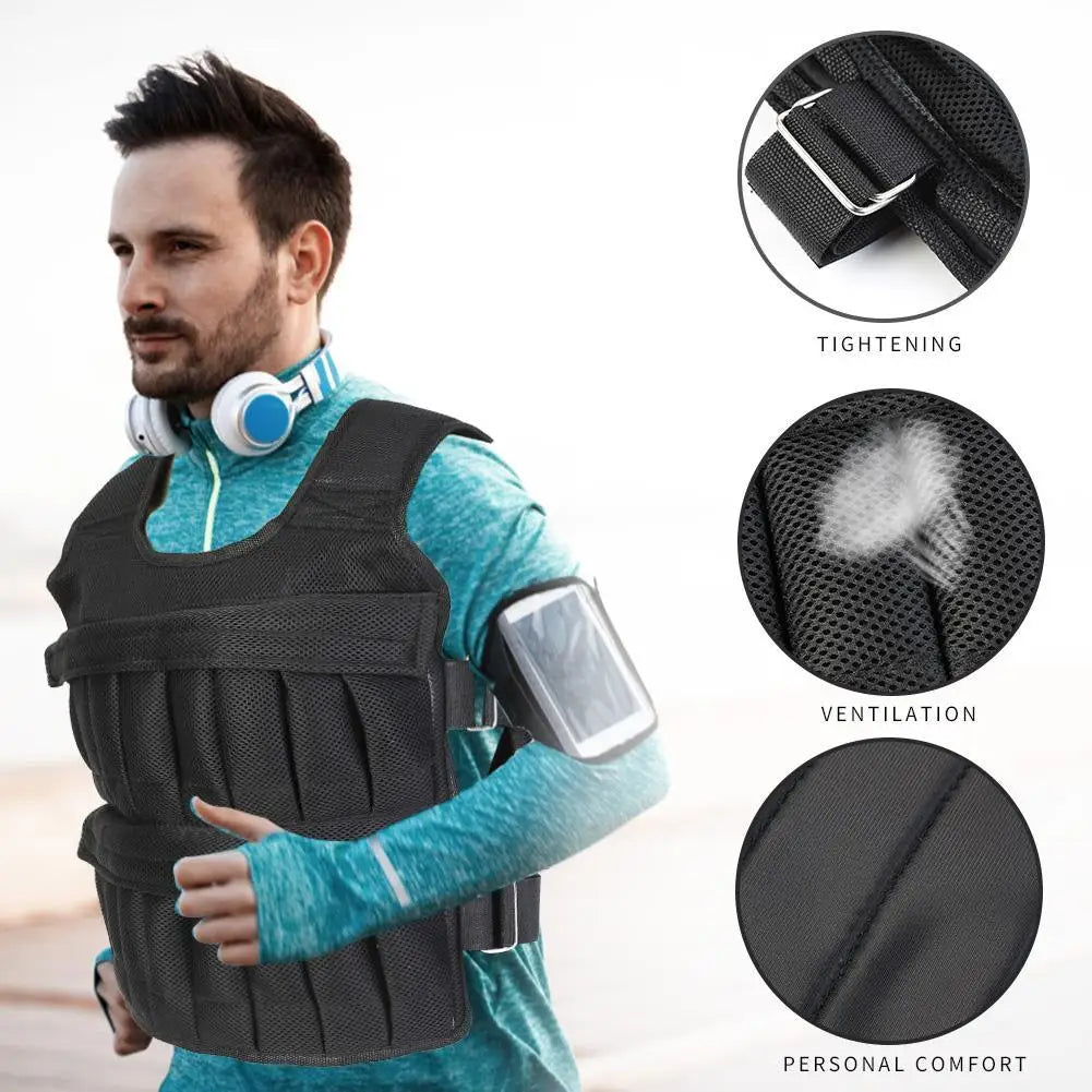 3/15/35kg Workout Weight Jacket Adjustable Weighted Exercise Vest Workout Equipment for Boxing Training Workout Running Fitness