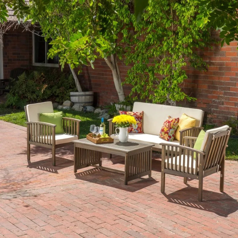 4PC CHAT SET Outdoor Table Garden Furniture Sets Patio Furniture Patio Chairs Patio Furniture Set Solid Wood Outdoor Sofa Chair