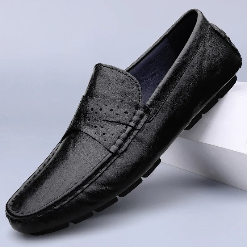 Genuine Leather Mens Slip on Shoes New Arrival Mens Loafers Handmade Male Comfortable Driving Footwear High Quality Men's Shoes