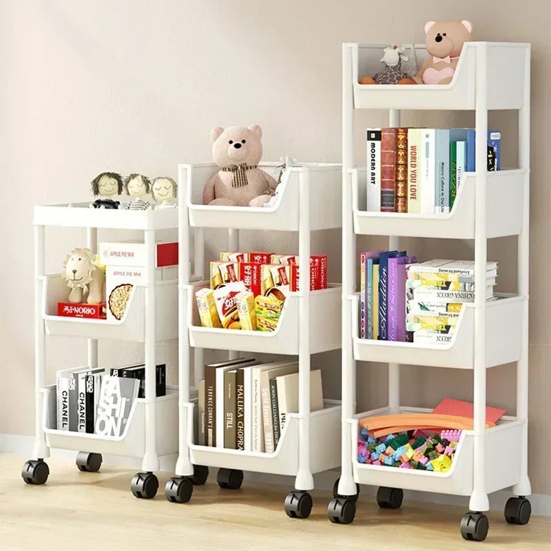 Trolley Bookshelf Kitchen Storage Rack Kitchen Corner Narrow Slit Storage Cabinet Bathroom Living Room Home Organizer