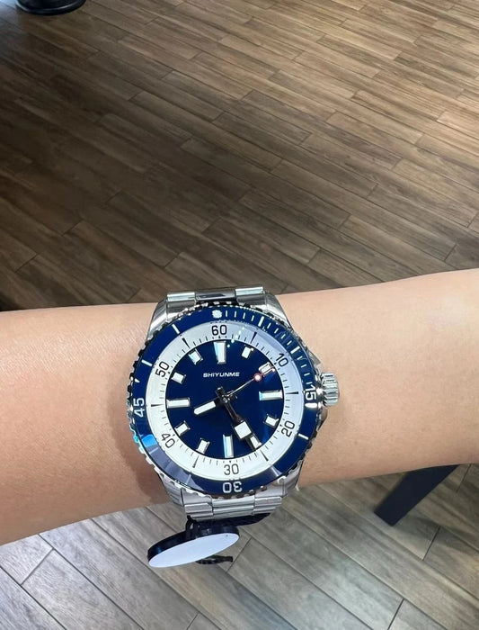 B Automatic Mechanical Men's Watch Waterproof Stainless Steel Sport Screw Fixed Superocean