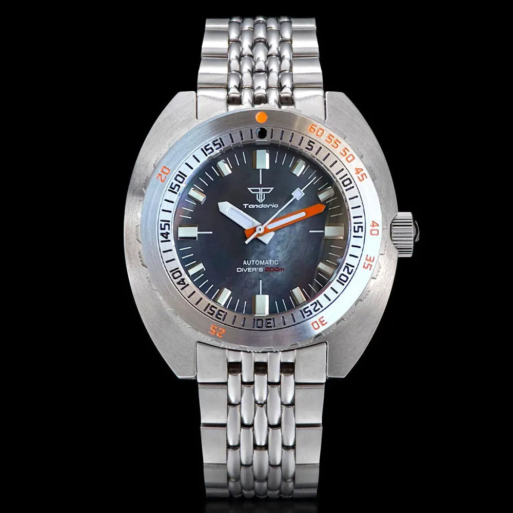 Tandorio V2 Buckle Bracelet Steel Bezel 42mm Sapphire Glass 20ATM Water Resistant NH35 Automatic Mens Dive Watch Reloj Hombre