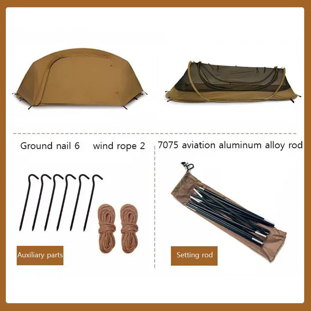 Outdoor Camping Travel Tactical Tent Single Person Field Adventure Folding Rainproof Boat Bed Tent Sunshade Tourist Beach Tent