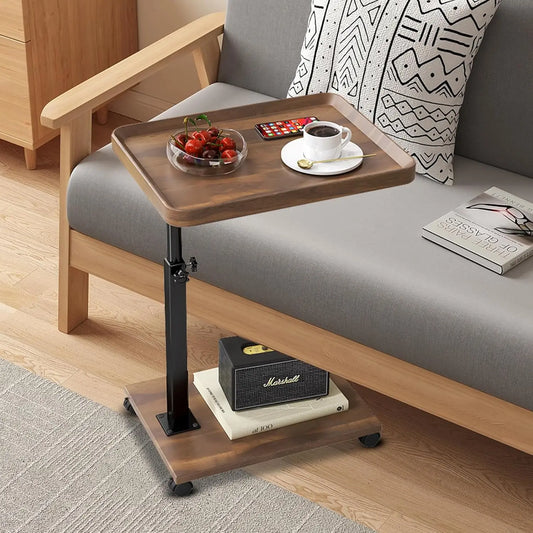 Side Table for Living Room, Bedroom Bedside TableMobile Coffee Table, C-shaped Sofa Side Cabinet, Simple Small Square Table