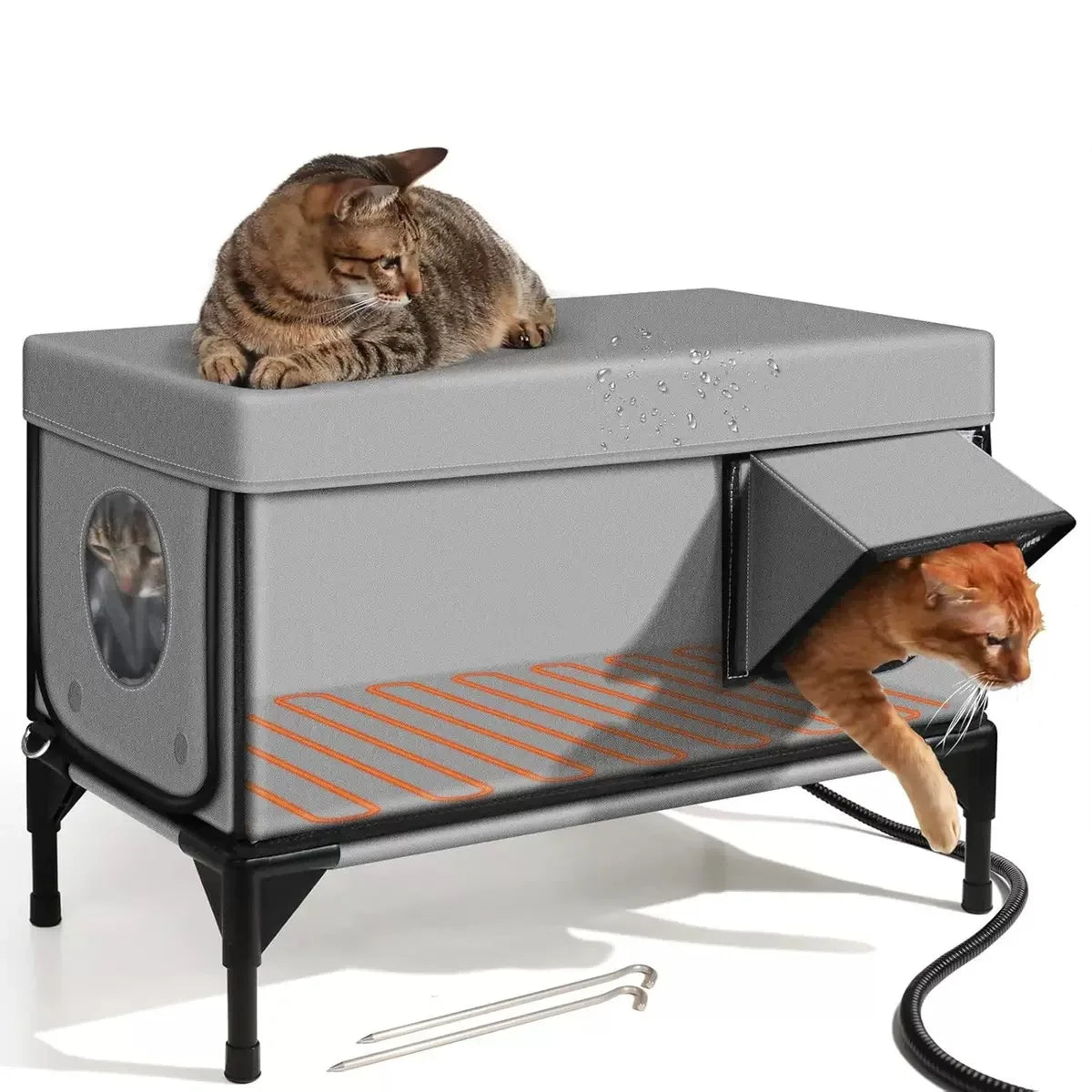Waterproof Cat House Warm Heated Winter Cat House Insulated Outside Foldable Cats Nest Tent Sleeping Extra Large Warm Pet Room