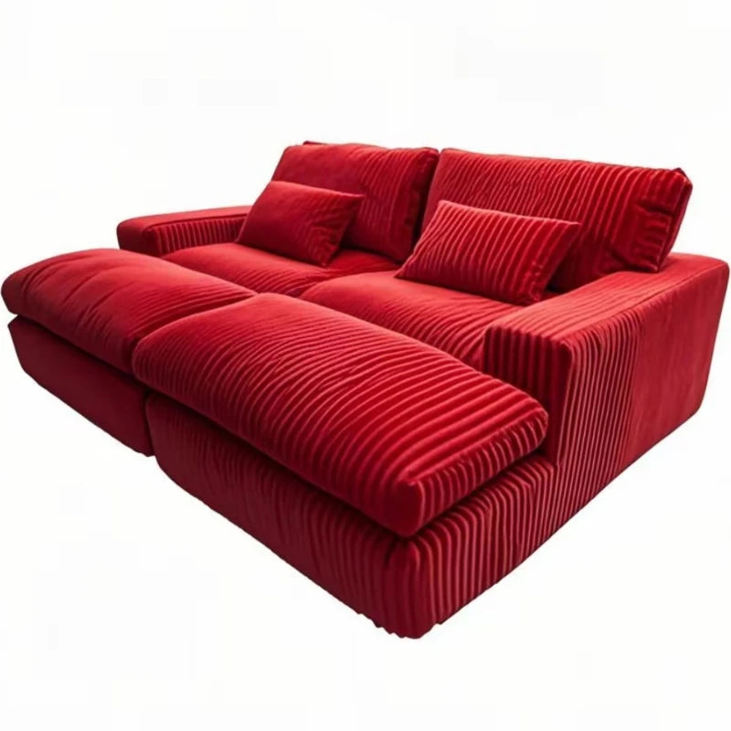 Italian Style Retro Luxury Corduroy Double Sofa Bed for Living Room Vacuum Compression Washable Customizable
