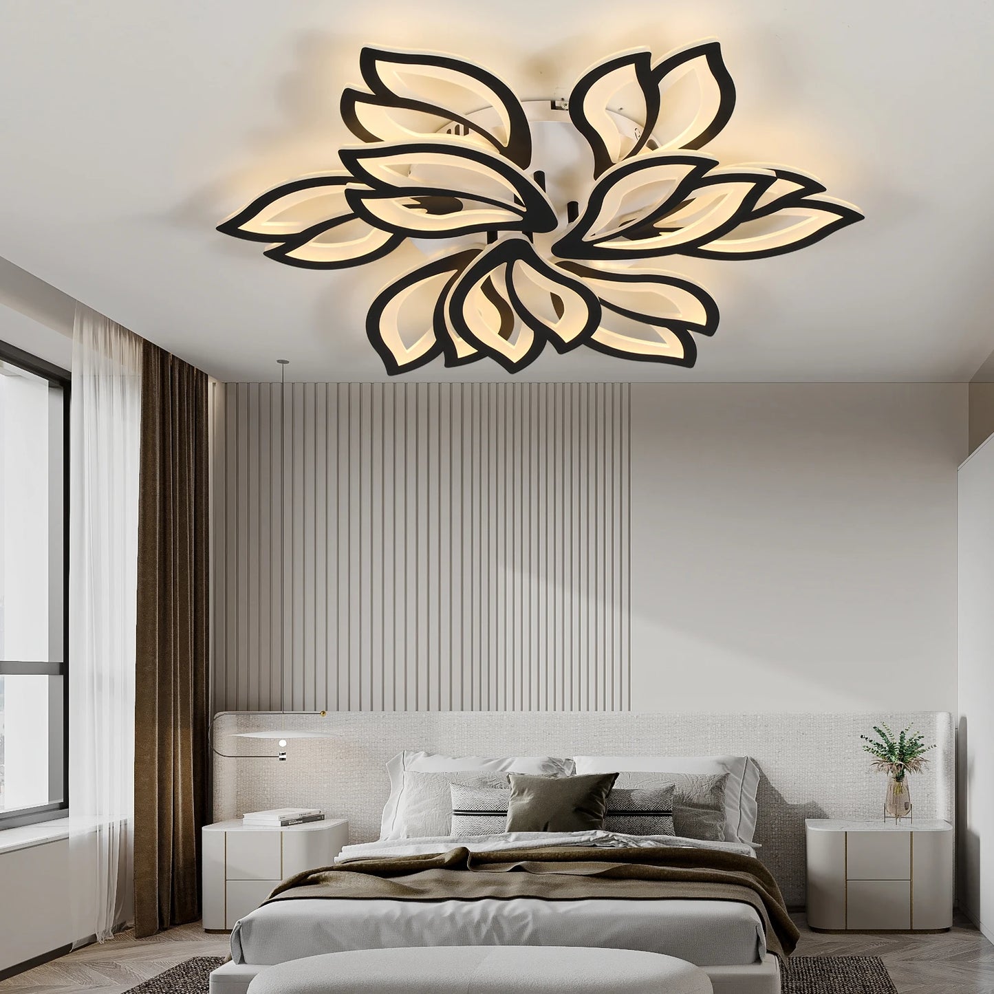 Modern Minimalist LED Chandeliers Dining Living Room Bedroom Study Room Black White Chandeliers Home Indoor Lighting Decor Lamps