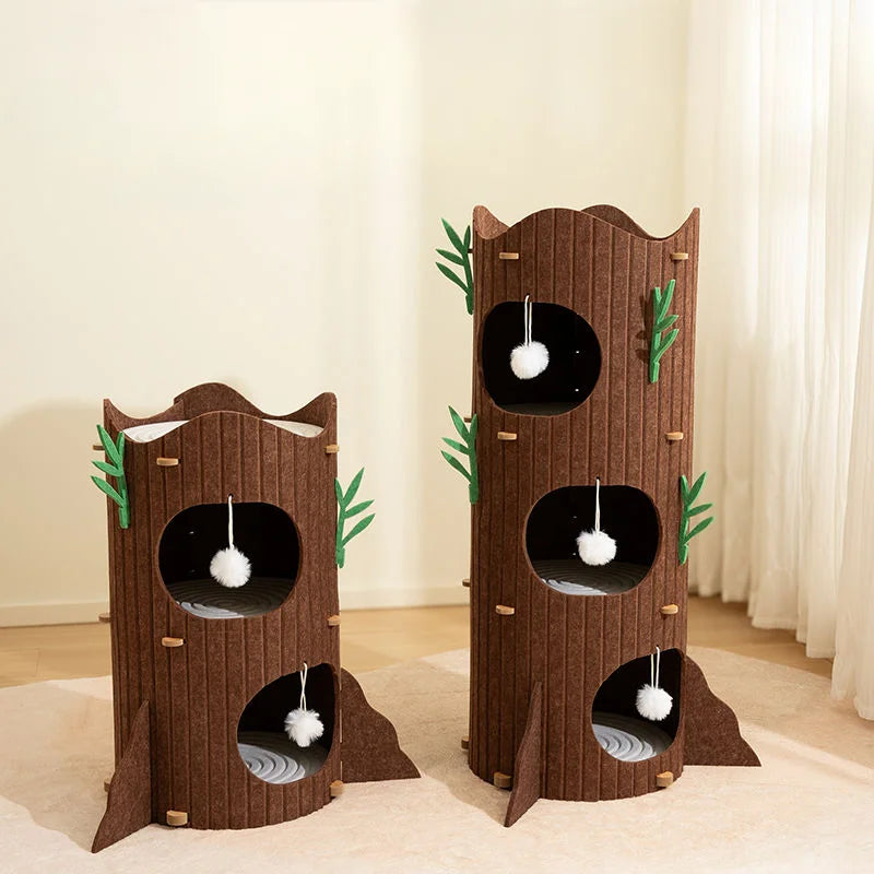 Multi-layer Tree Stump Cat Climbing Frame Small Sisal Bucket Felt Cat Nest Scratch-resistant Sisal Cat Tree Pet Toys