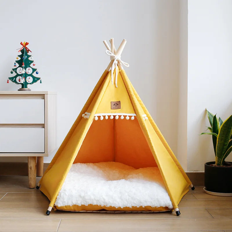 Pet Dog Cat House Bed with Thick Cushion for Cats Medium and Small Dogs Puppy Deep Sleeping Indoor Soft Canvas Pet Supplies