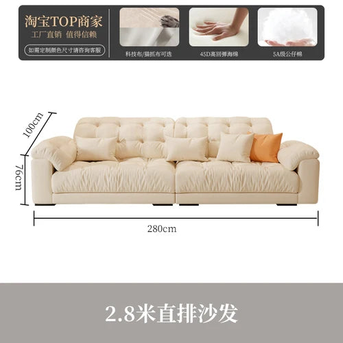 Cream Style Living Room Simple Modern Small Apartment Straight Row Cloud Sofa