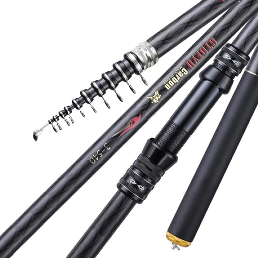 2.7M 3.6M 4.5M 5.4M 6.3M 7.2M Carbon Telescopic Rock Fishing Rod Ultra Light Rod Lure Carp Travel Ocean Spinning Fishing Rod