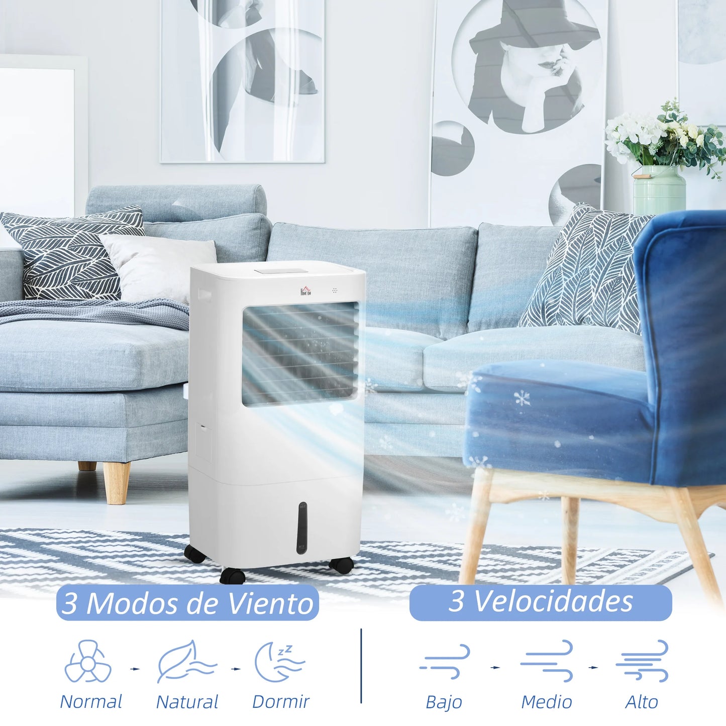 HOMCOM Portable Air Cooler 15L Humidifier Fan 32x37x74cm