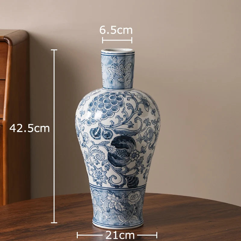 Blue and White Porcelain Vase Plant Pot Table Decoration Flowers Arrangement Multiple Styles Flower Vases Room Aesthetic Decor