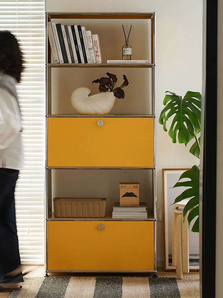 Bookshelf Storage Stainless Steel Metal Corner Shelf Display Bookcase Furniture Living Room