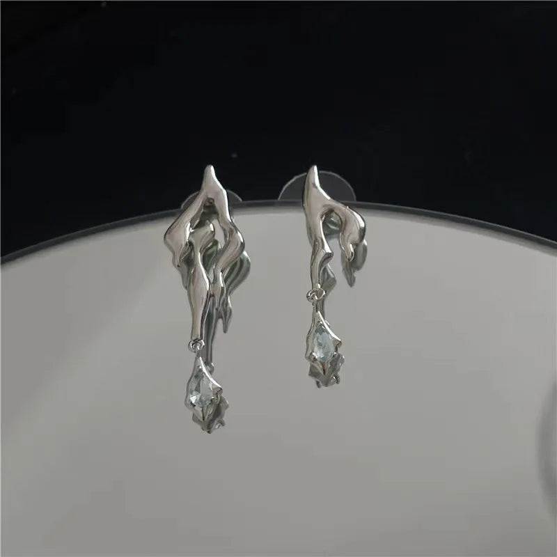2025 Fashion Silver Color Cross Star Zircon Stud Earrings for Women Girl Korean Four-Pointed Star Personality Earrings Jewellery