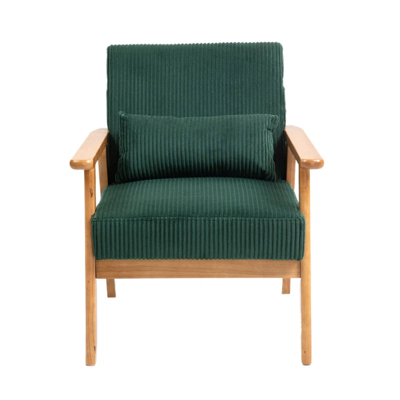 Leisure Chair with Solid Wood Armrest and Feet, Leisure chair, wood frame, velvet, l, solid rubber wood legs, for Living Room